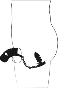 Cage à bite en velours noir avec plug anal