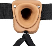 Shots - RealRock Vibrating Hollow Strap-On with Balls - 18 cm Tan