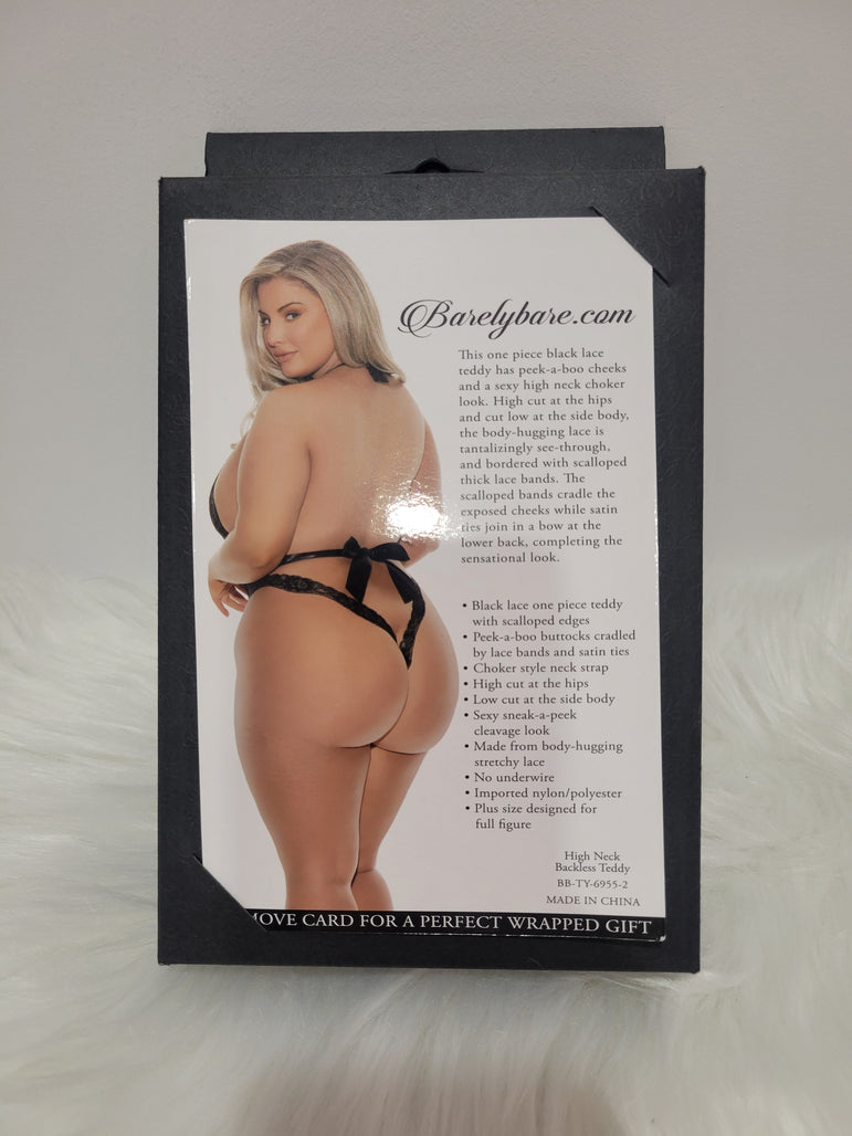 Barely Bare- High neck backless teddy