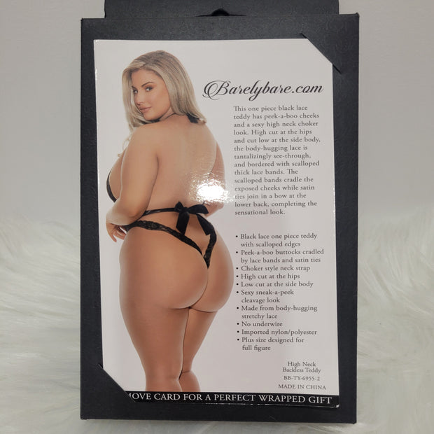 Barely Bare- High neck backless teddy