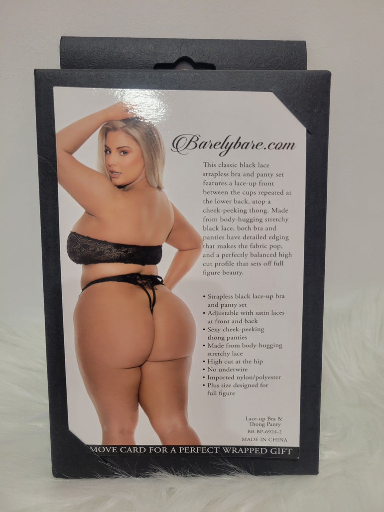 Barely Bare- Lace-up bra & thong panty