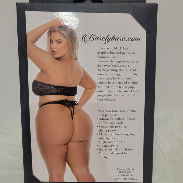 Barely Bare- Lace-up bra & thong panty