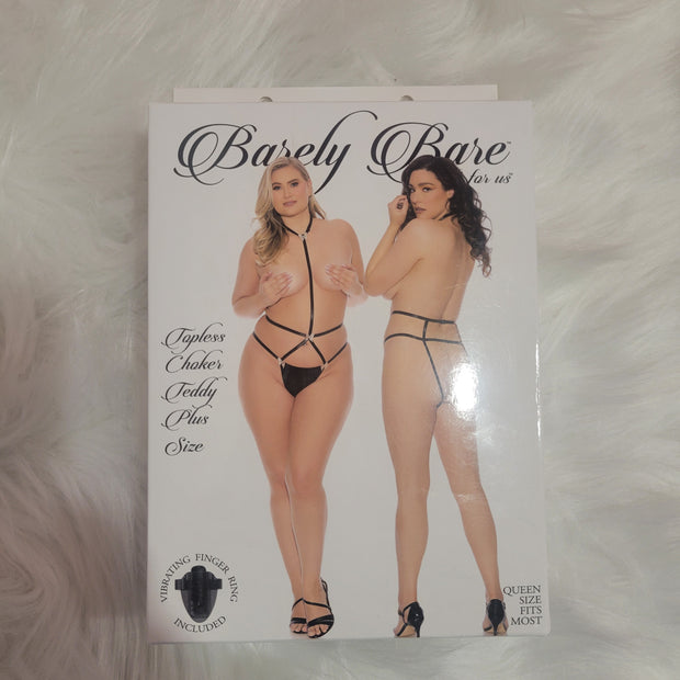 Barely Bare- Topless choker teddy- Plus size