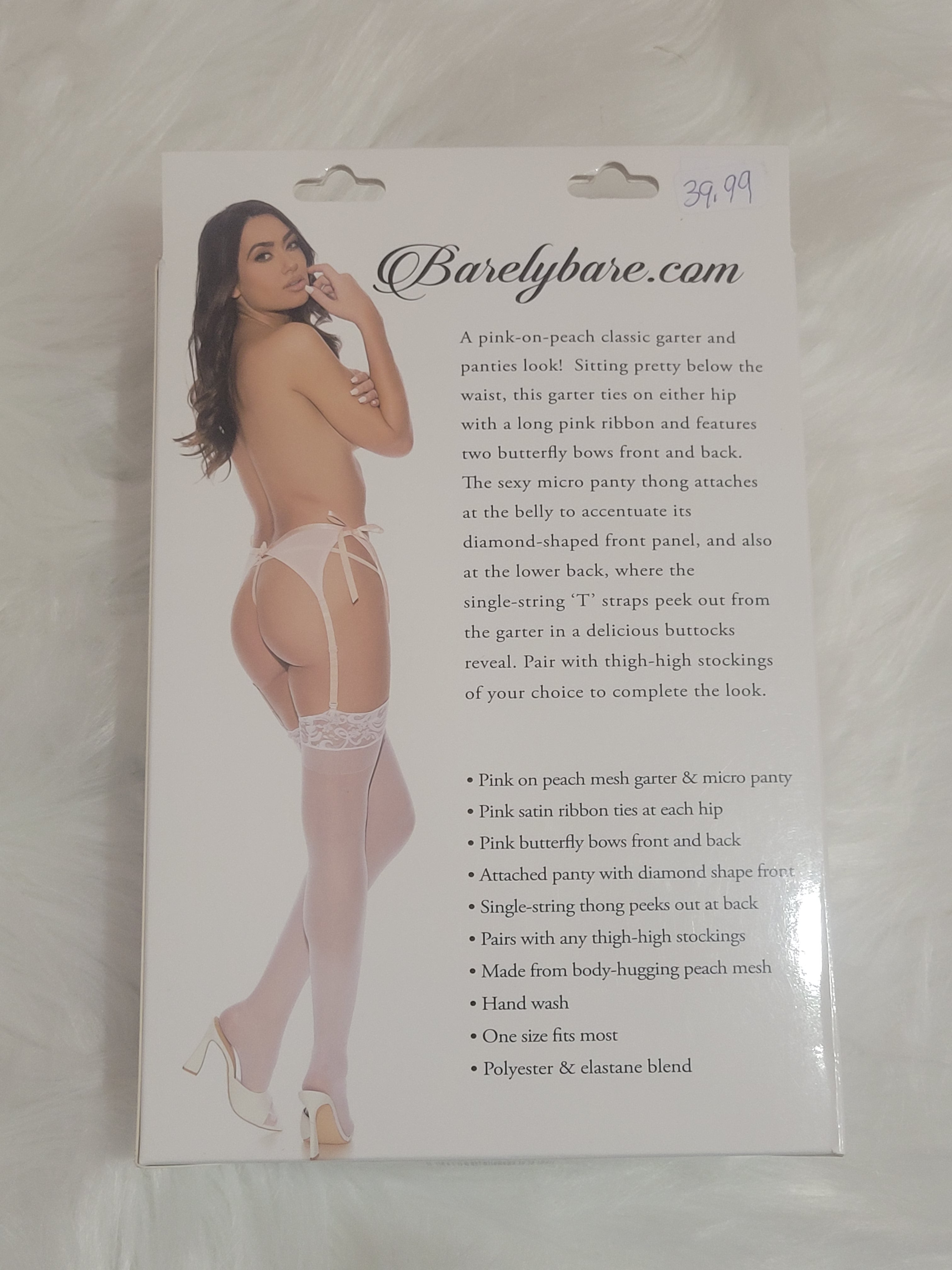 Barely Bare- All-in-one garter & panty peach