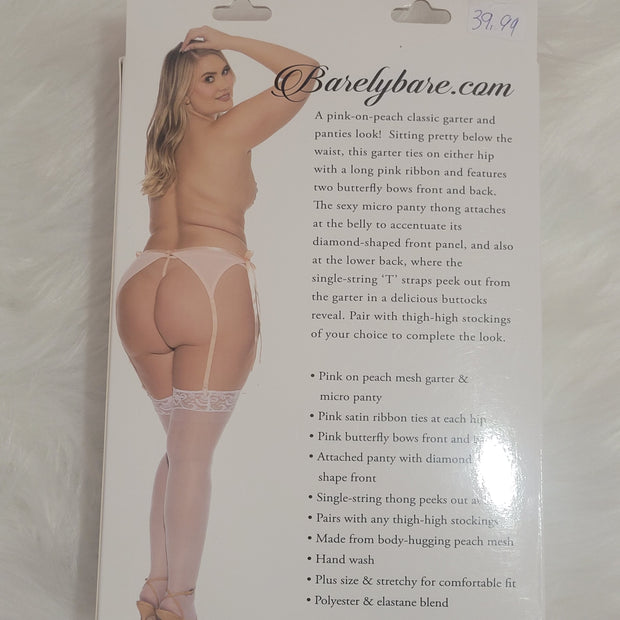 Barely Bare- All-in-one garter & panty peach- Plus size