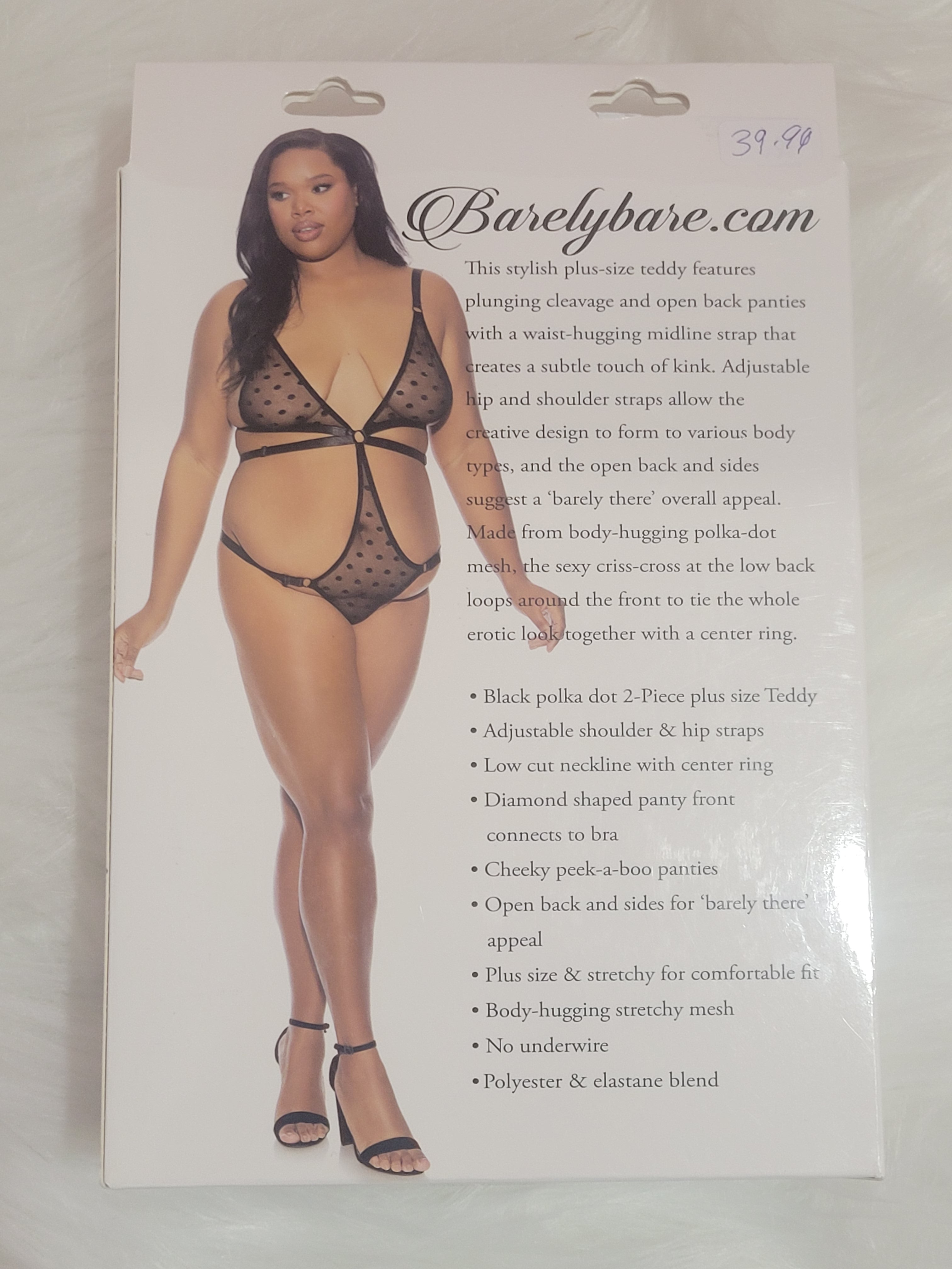 Barely Bare- Teddy with open back- Plus size