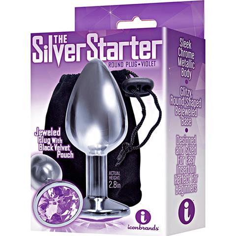 Silver Starter Bejeweled Steel Plug - Violet
