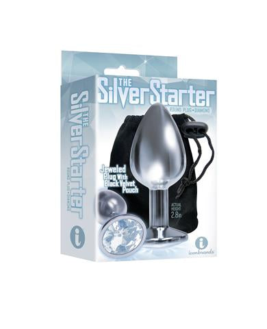 Silver Starter Bejeweled Steel Plug - Silver