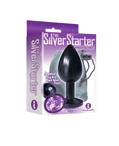 Silver Starter Anodized Bejeweled Steel Plug - Violet