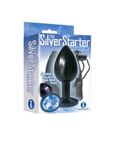Silver StarterAnodized Bejeweled Steel Plug - Cobalt