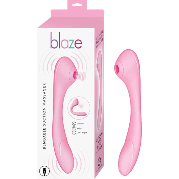 Blaze - 8" Bendable  Suction Massager - Pink