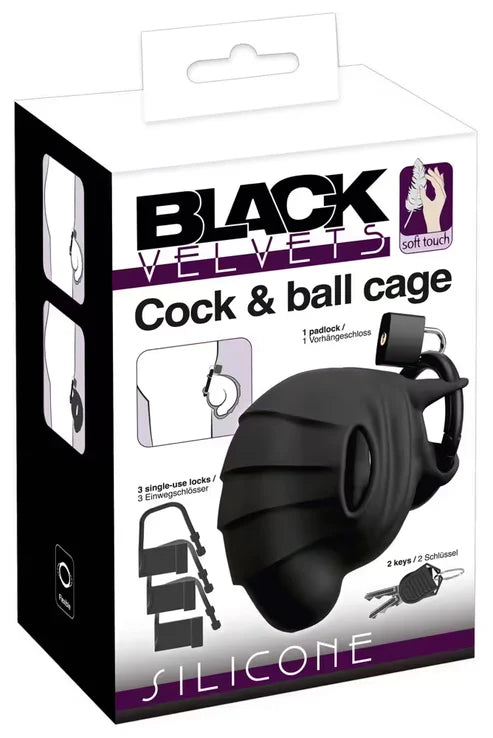 Cage à testicules et à pénis en velours noir