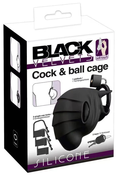 Cage à testicules et à pénis en velours noir