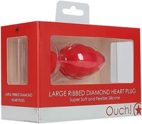 Aïe ! Plug en forme de cœur à motif diamant côtelé, rouge, grande