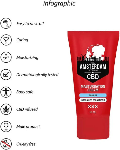 Crème de masturbation pour homme au CBD original d'Amsterdam - 50 ml