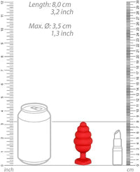 Aïe ! Plug en forme de cœur à motif diamant côtelé, rouge, grande
