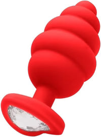 Aïe ! Plug en forme de cœur à motif diamant côtelé, rouge, grande
