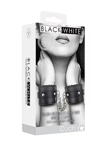 Menottes en cuir reconstitué pelucheux - Avec sangles réglables noires