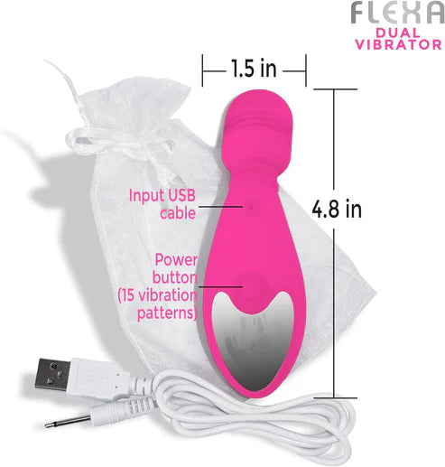Vibromasseur double étanche en silicone Dualv-19-Amz Flexa de Doctor Love, rose