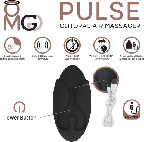 Masseur clitoridien rechargeable OMG Pulse, noir
