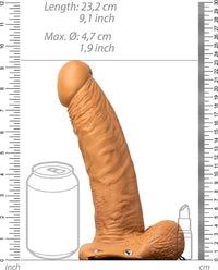 Shots - RealRock Vibrating Hollow Strap-On with Balls - 18 cm Tan