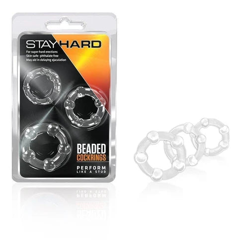 Anneaux péniens à perles Stay Hard - Transparents