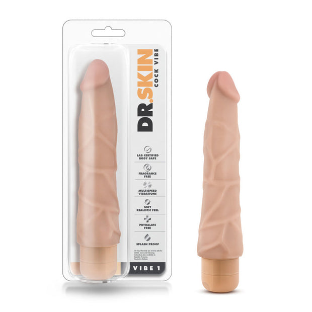 Dr. Skin - Cock Vibe - 9 Inch Vibrating Cock - Beige