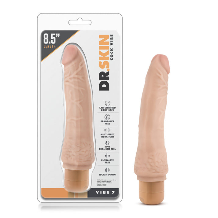 Dr. Skin - Cock Vibe 7 - 8,5 Inch Vibrating Cock - Beige