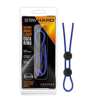 Anneau pénien double boucle en silicone Stay Hard - Bleu