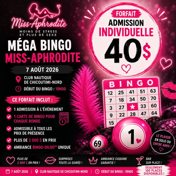 🎉 Méga Bingo Miss-Aphrodite | 7 août 2026
