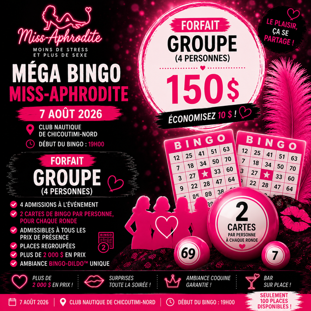 🎉 Méga Bingo Miss-Aphrodite | 7 août 2026