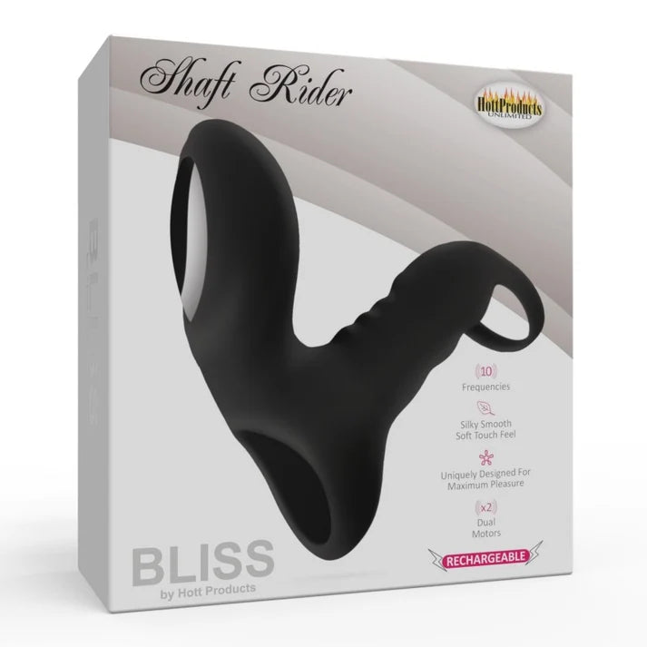 Shaft Rider - Rechargeable  Vibrating Cock Ring (Black)