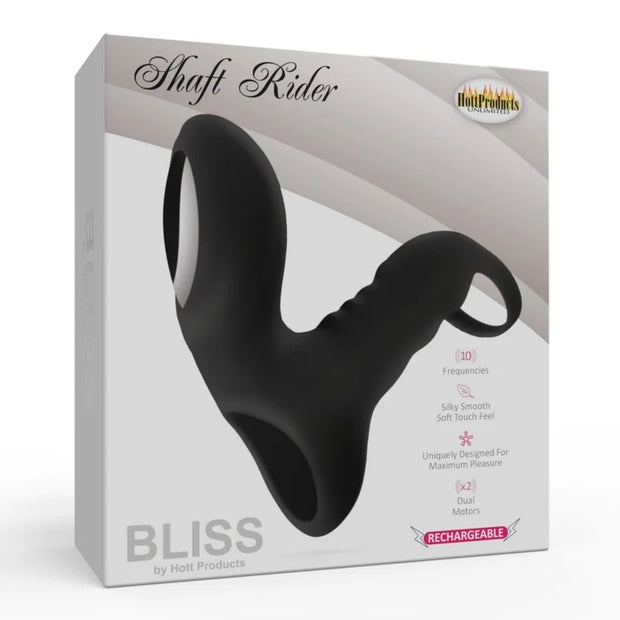 Shaft Rider - Rechargeable  Vibrating Cock Ring (Black)