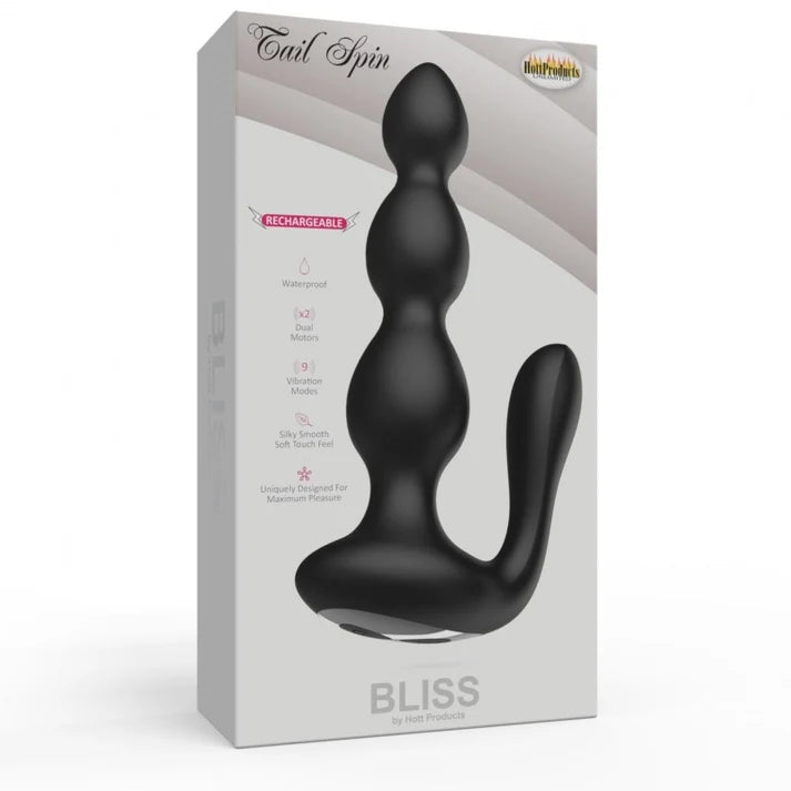 Tail Spin - Beaded  Anal Vibe (Black)