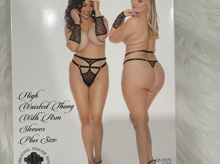 Barely Bare- High waisted thong with arm sleeves- Plus size