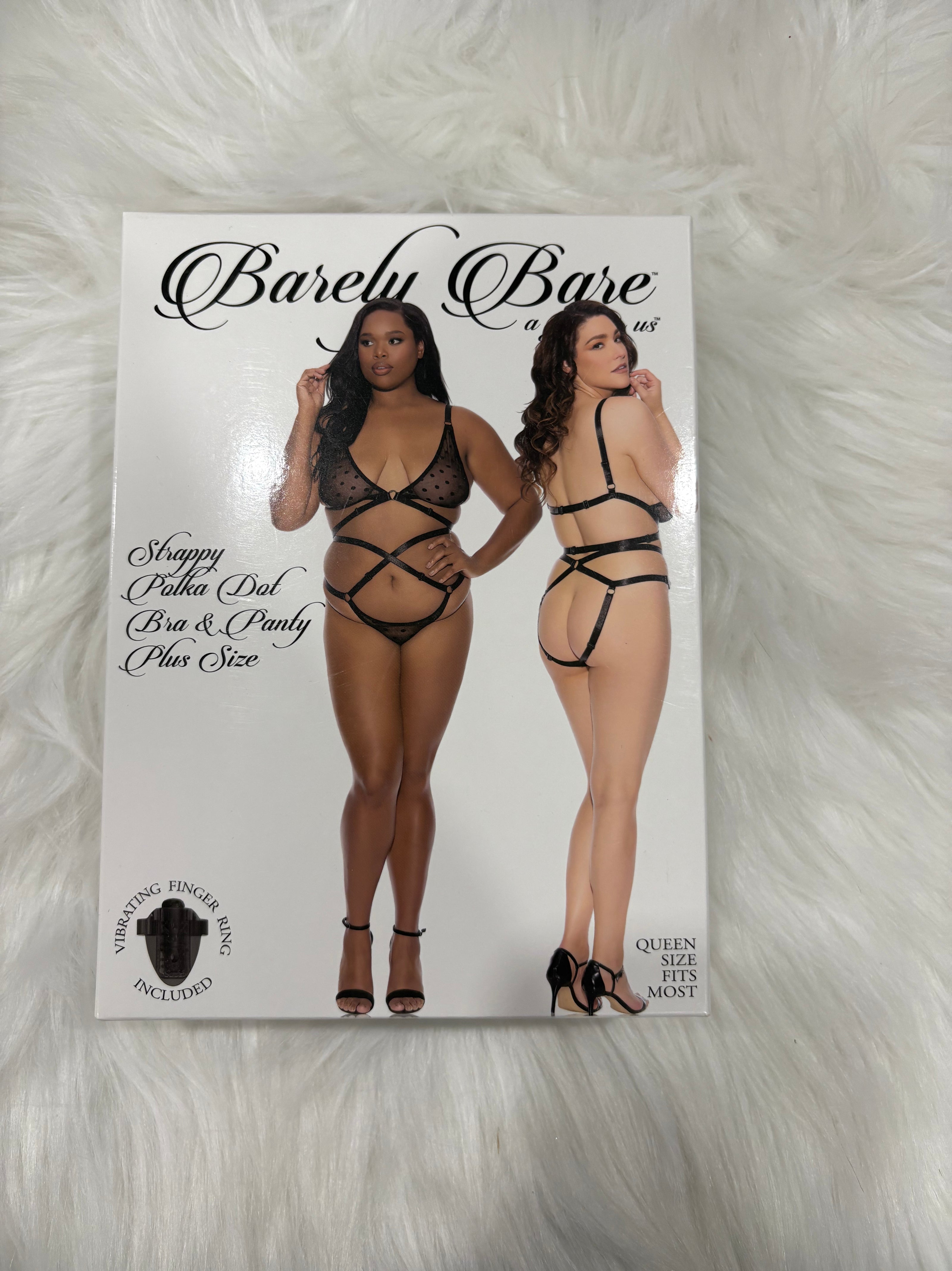Barely Bare- Strappy polka dot bra & panty- Plus size