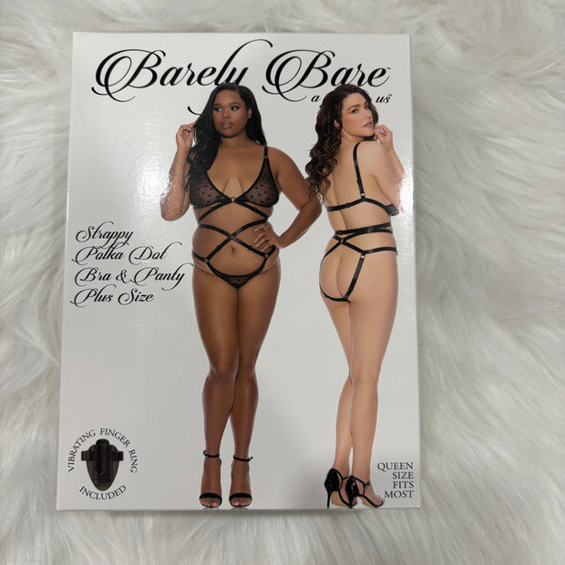 Barely Bare- Strappy polka dot bra & panty- Plus size