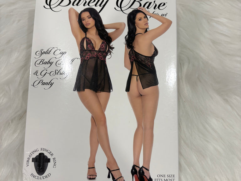 Barely Bare- Split cup baby doll & g-string panty