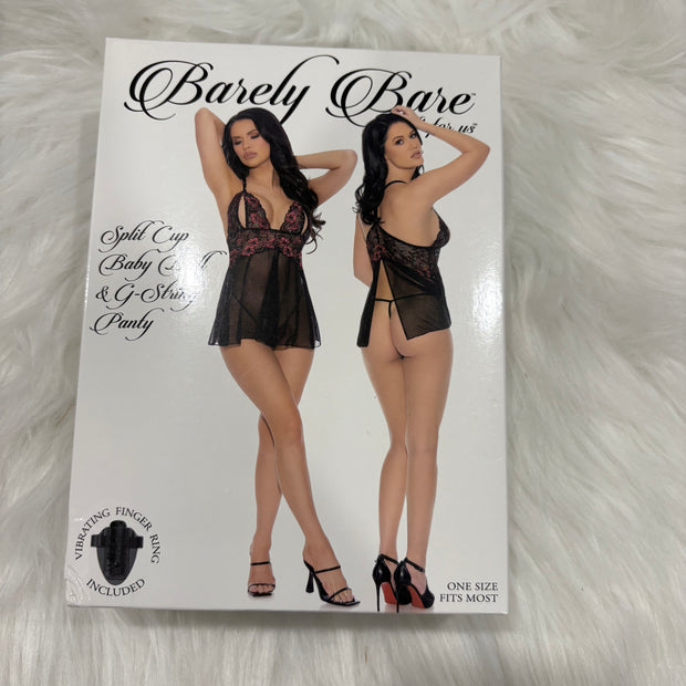 Barely Bare- Split cup baby doll & g-string panty