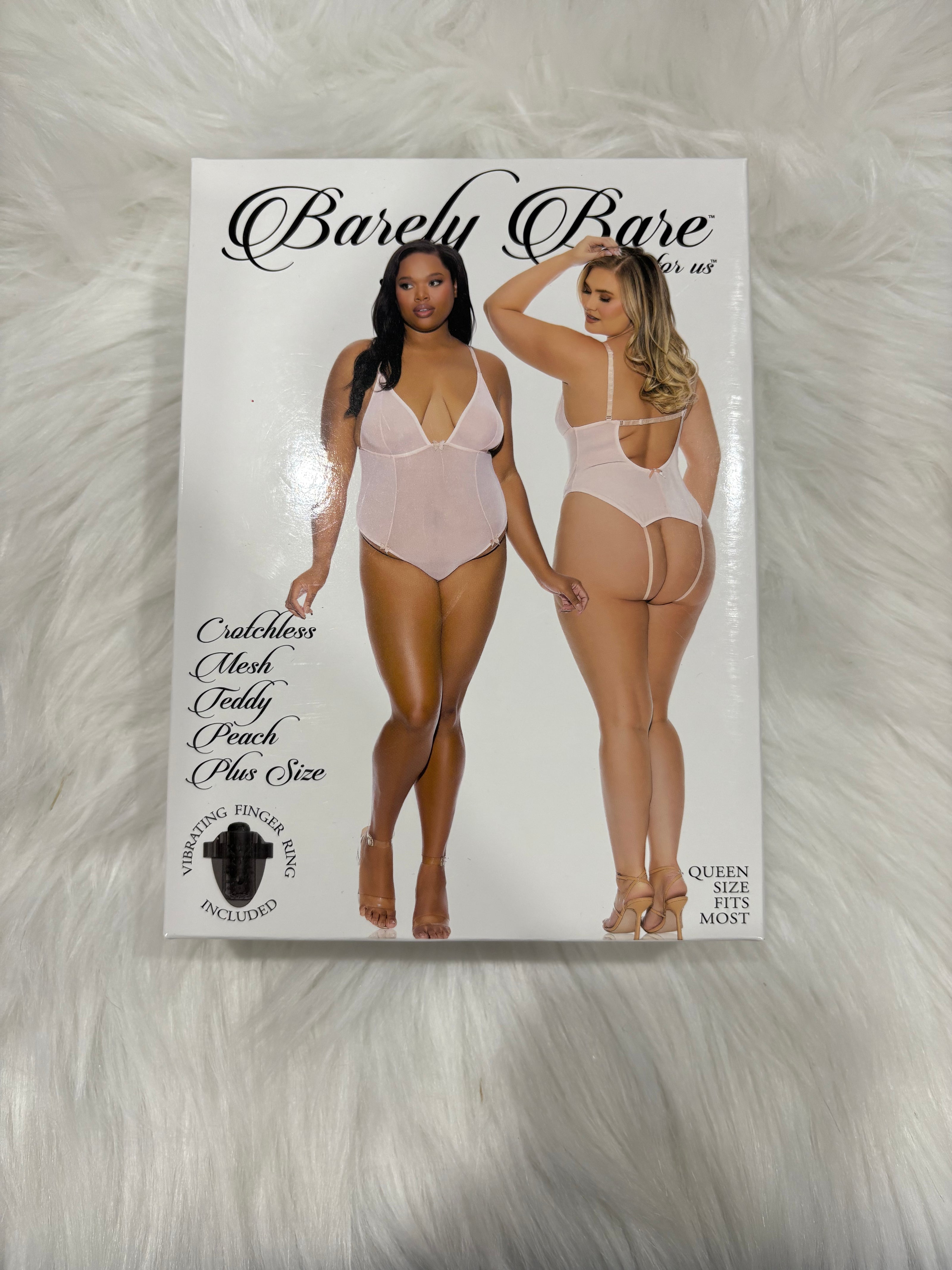 Barely Bare- Cratchless mesh teddy peach- Plus size