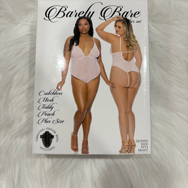 Barely Bare- Cratchless mesh teddy peach- Plus size