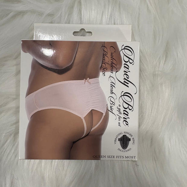 Barely Bare- Cratchless mesh brief Pink- Plus size