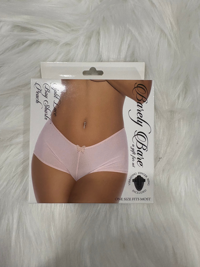 Barely Bare- Split lace boy shorts peach