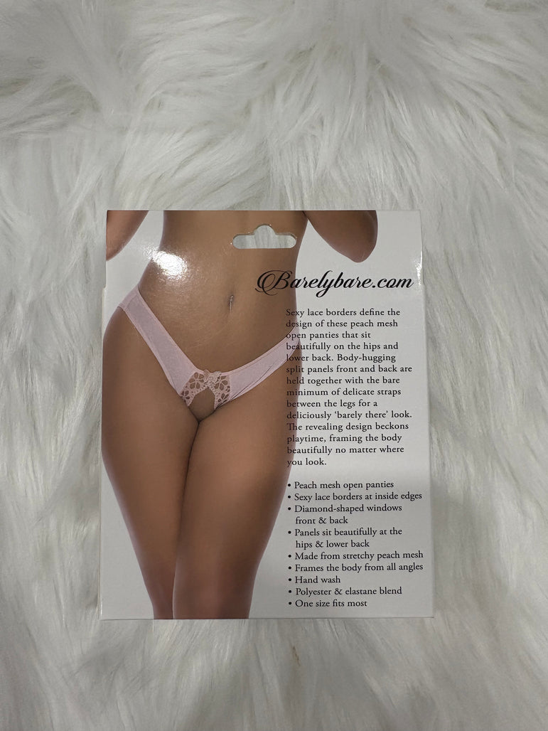 Barely Bare- Lace edge open panty peach
