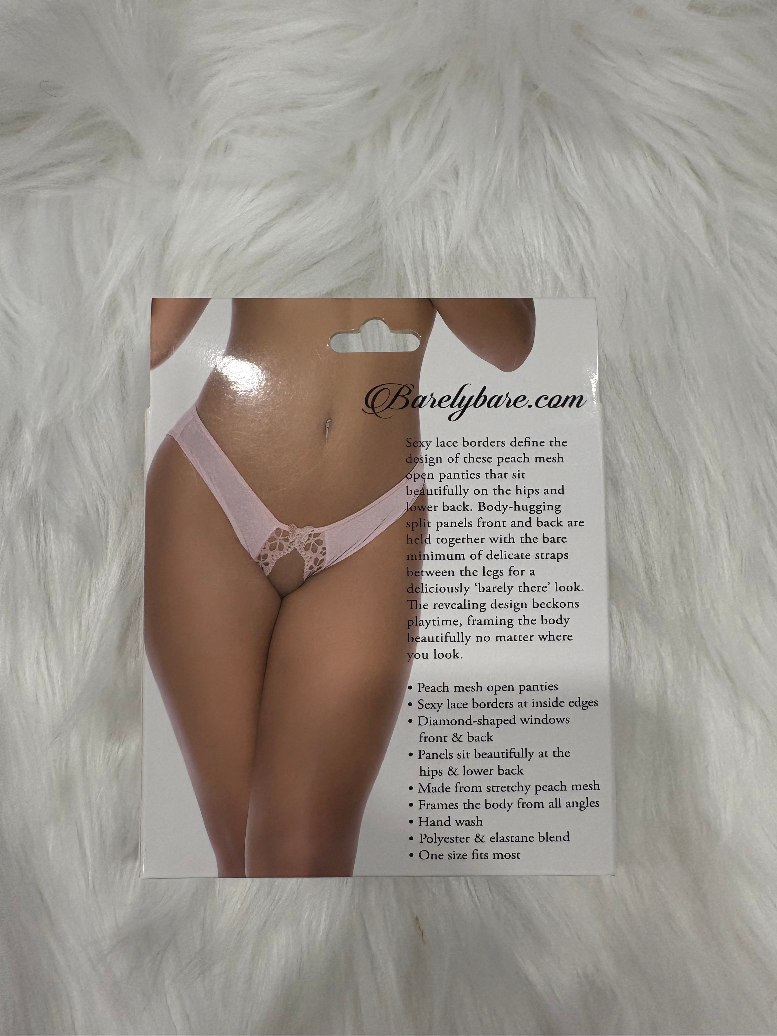 Barely Bare- Lace edge open panty peach