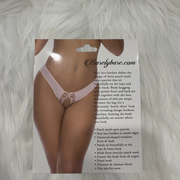 Barely Bare- Lace edge open panty peach