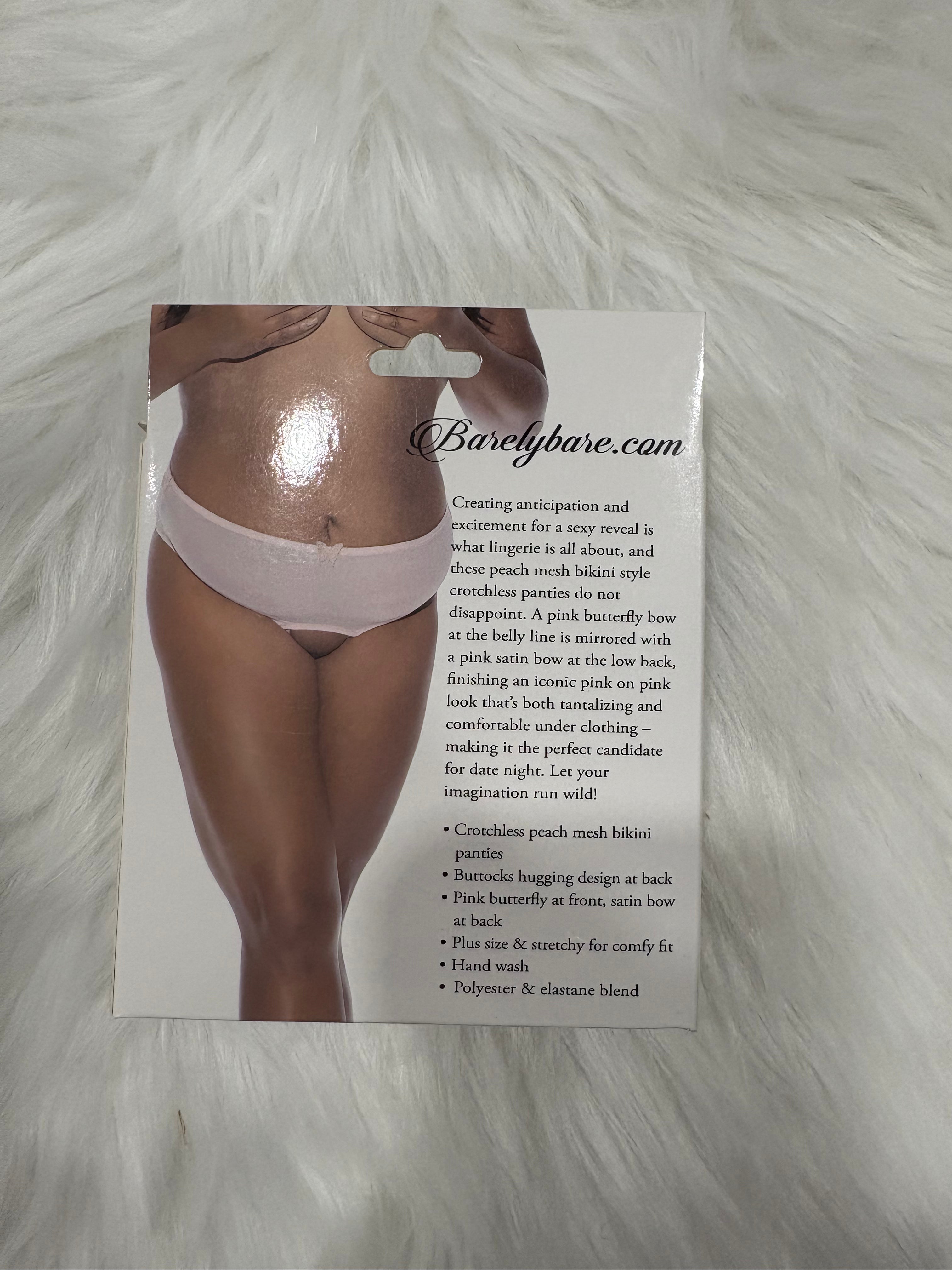 Barely Bare- Cratchless mesh brief Pink- Plus size
