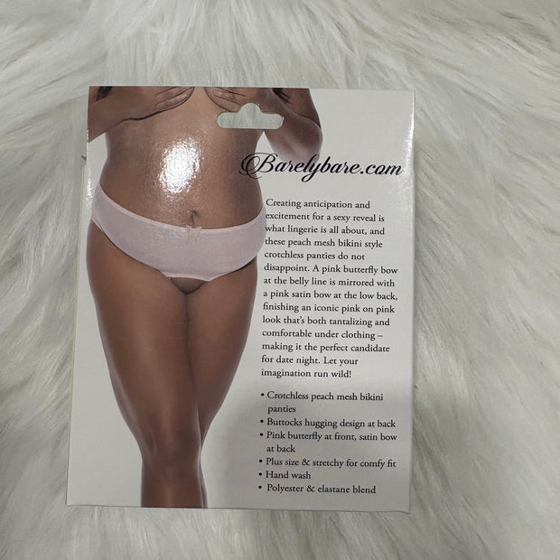 Barely Bare- Cratchless mesh brief Pink- Plus size
