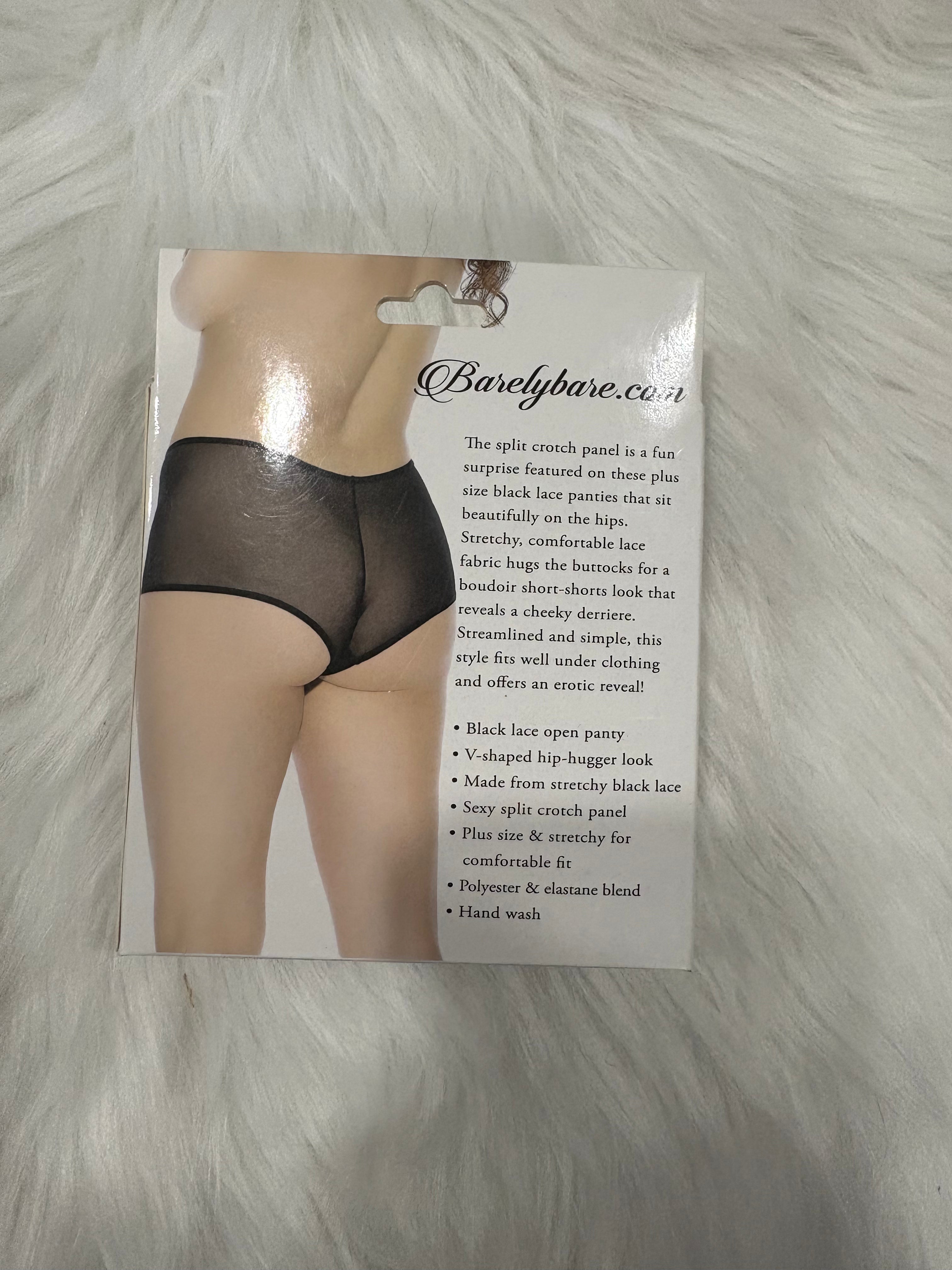 Barely Bare- Split lace boy shorts Black- Plus size