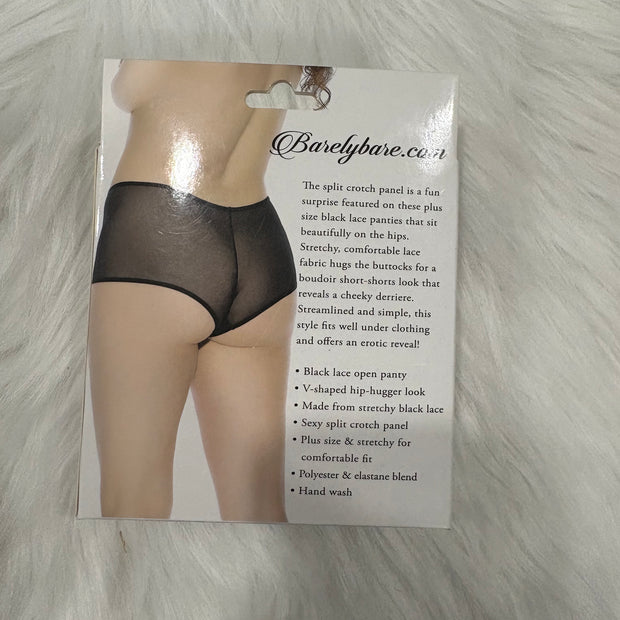 Barely Bare- Split lace boy shorts Black- Plus size
